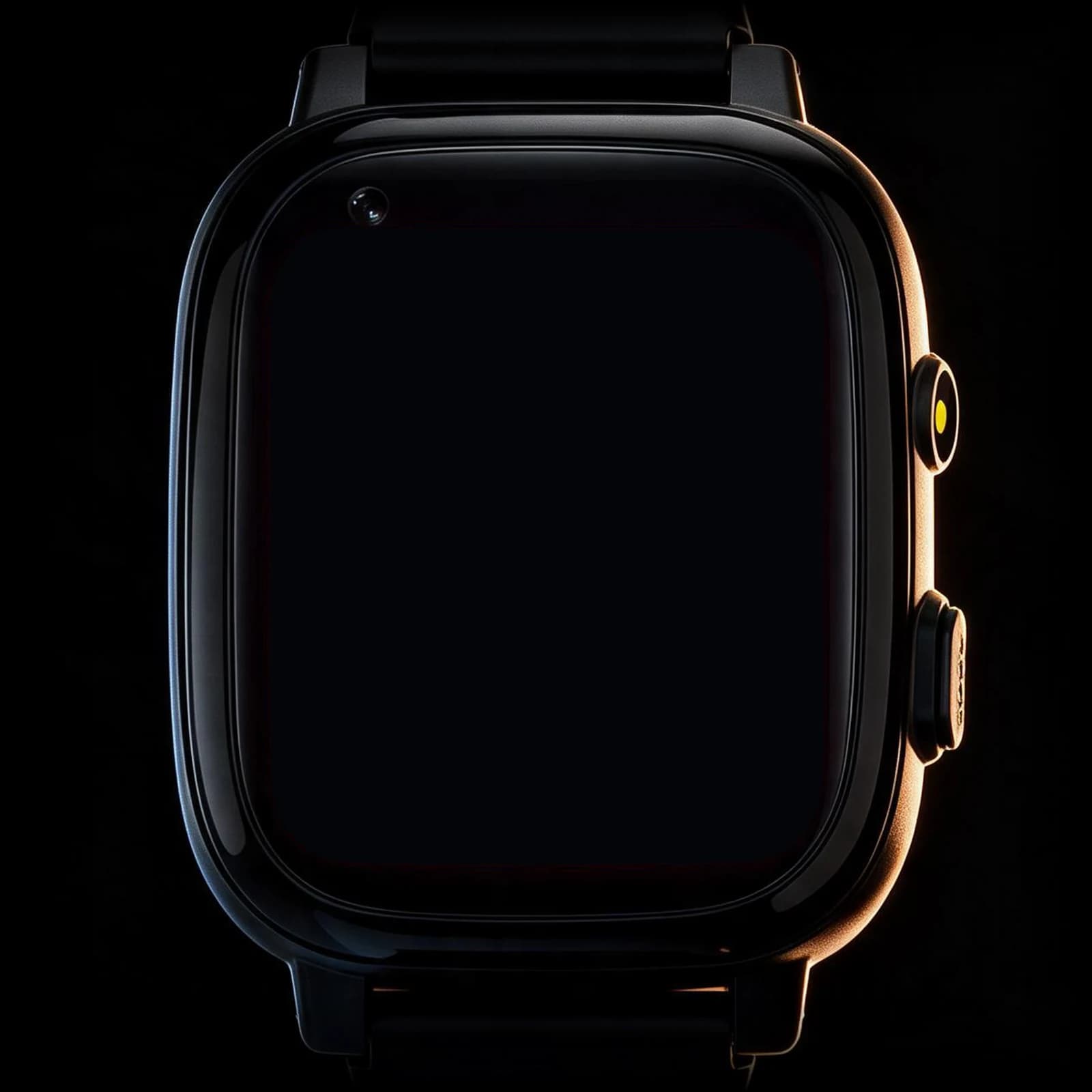A black Mobi watch. Its screen cycles through the only four things on it: Call, Messages, SOS and Settings.